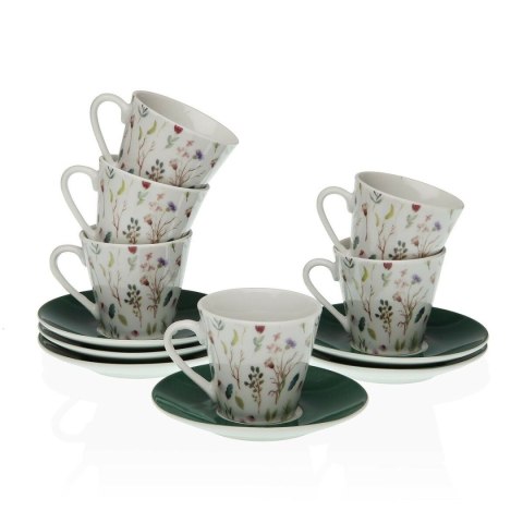 Zestaw filiżanek i talerzyków Versa Sansa Porcelana 5,8 x 6 x 5,8 cm Kawa (12 Części)