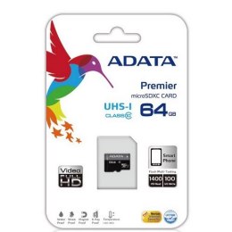 Karta pamięci ADATA Premier AUSDX64GUICL10-RA1 (64GB; Class 10, Class U1; Adapter)