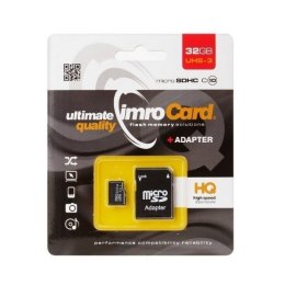 Zestaw kart pamięci IMRO MicroSD10/32G UHS-3 ADP (32GB; Class U3; Adapter, Karta pamięci)
