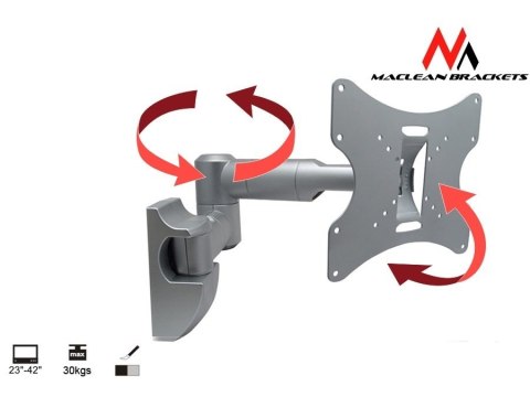 Uchwyt ścienny do monitora Maclean MC-503S (Obrotowy, ścienne, Uchylny; 23" - 42"; max. 30kg)