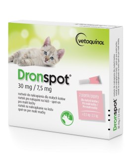 VETOQUINOL Dronspot - krople odrobaczające dla małych kotów - 30 mg/7,5 mg - 0.5-2.5 kg