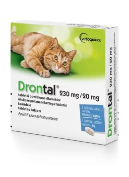 DRONTAL DLA KOTA 230 mg/20 mg tabletki - preparat przeciwpasożytniczy dla kotów - 2 tabletki