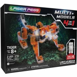 Przegubowa Figura Laser Pegs Red Tiger - 4 in 1 + 8 lat Światło LED 216 Części
