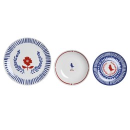 Zestaw Obiadowy DKD Home Decor Niebieski Biały Czerwony Porcelana Śródziemnomorski 18 Części 27 x 27 x 3 cm