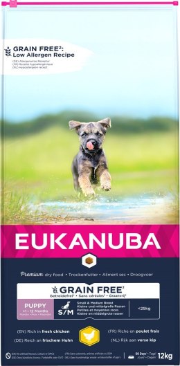 EUKANUBA Puppy small/medium Grain Free kurczak pies 12KG