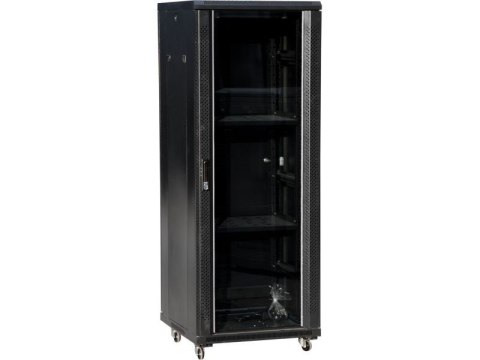Q-LANTEC Szafa teleinformatyczna 42U 19" 600x600, drzwi przednie szklane, kolor czarny FLAT PACK