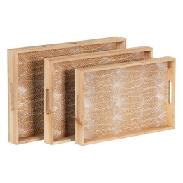 Tacka do przekąsek 45 x 31 x 5 cm Kartki Naturalny Drewno Rattan 3 Części