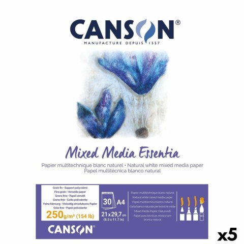 Blok rysunkowy Canson Mixed Media Essentia Biały Biały Naturalny A4 30 Kartki (5 Sztuk)