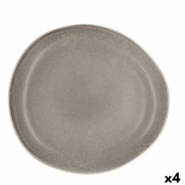 Płaski Talerz Bidasoa Gio Nieregularny Szary Ceramika 26,5 cm (4 Sztuk)