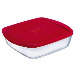 Prostokątne pudełko na lunch z pokrywką Ô Cuisine Cook&store Ocu Czerwony 2,5 L 28 x 20 x 8 cm Silikon Szkło (5 Sztuk)