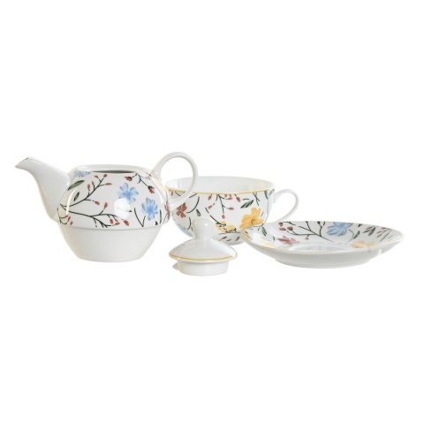 Serwis do Herbaty DKD Home Decor Porcelana Niebieski Terakota Biały Żółty (3 Sztuk)