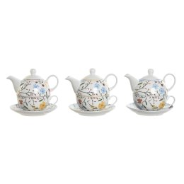 Serwis do Herbaty DKD Home Decor Porcelana Niebieski Terakota Biały Żółty (3 Sztuk)