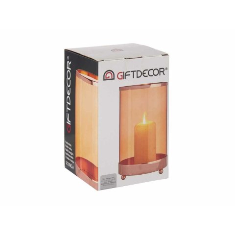 Świeczniki Gift Decor Miedź Bursztyn Metal Szkło 12,2 x 19,5 x 12,2 cm Cylinder