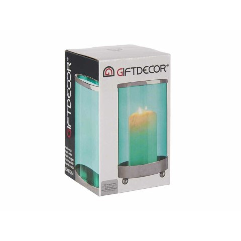 Świeczniki Gift Decor Niebieski Srebrzysty Srebro Metal Szkło 9,7 x 16,5 x 9,7 cm Cylinder