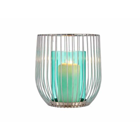 Świeczniki Gift Decor Niebieski Srebrzysty Srebro Metal Szkło 15 x 17 x 15 cm Klatka