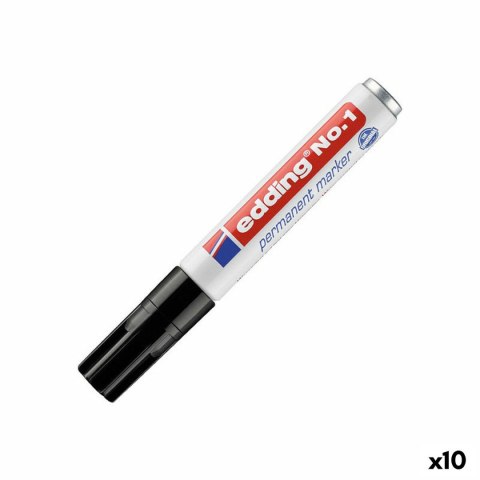 Marker permanentny Edding Nº 1 Czarny (10 Sztuk)