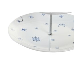 Miska na Owoce DKD Home Decor 27 x 27 x 34 cm Porcelana Niebieski Metal Biały