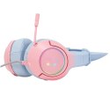 Słuchawki gamingowe K9 7.1 RGB Surround kocie uszka USB różowo-niebieskie