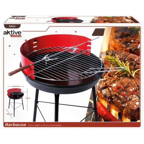 Przenośny grill Aktive Drewno Żelazo 37,5 x 70 x 38,5 cm (4 Sztuk) Czerwony