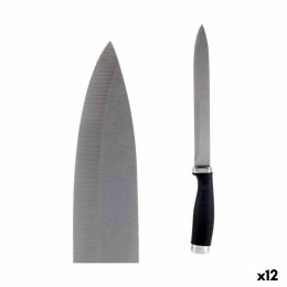 Nóż kuchenny 3,5 x 33 x 2 cm Srebrzysty Czarny Stal nierdzewna Plastikowy (12 Sztuk)
