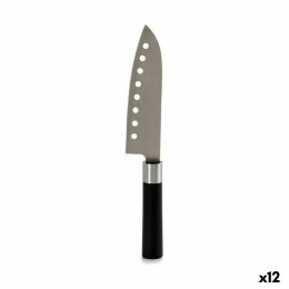 Nóż kuchenny Czarny Srebrzysty Stal nierdzewna Plastikowy 5 x 30 x 2,5 cm (12 Sztuk)