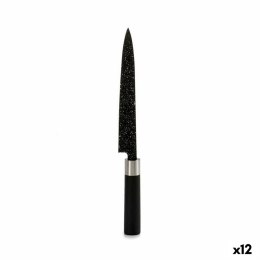 Nóż kuchenny Marmur 3,5 x 33,3 x 2,2 cm Srebrzysty Czarny Stal nierdzewna Plastikowy (12 Sztuk)