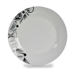 Płaski Talerz Ø 24,4 cm Biały Czarny Porcelana Pasta (10 Sztuk)