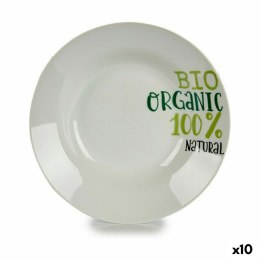 Talerz głęboki Organic Biały Kolor Zielony Ø 20,6 cm Porcelana (10 Sztuk)