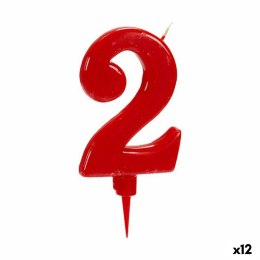 Świeca Urodziny Czerwony Cyfry 2 (12 Sztuk)