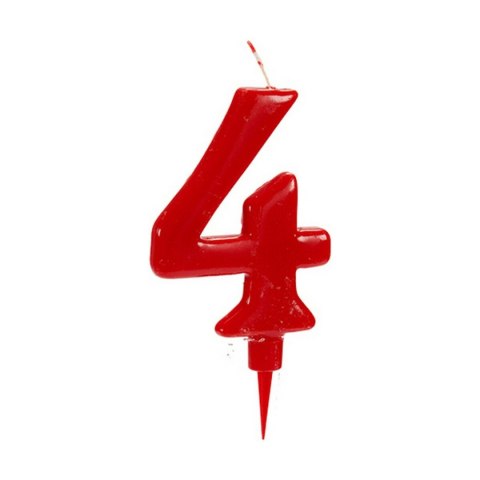 Świeca Urodziny Czerwony Cyfry4 (12 Sztuk)