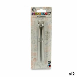 Zestaw długopisów 0,5 mm Srebrzysty (12 Sztuk)