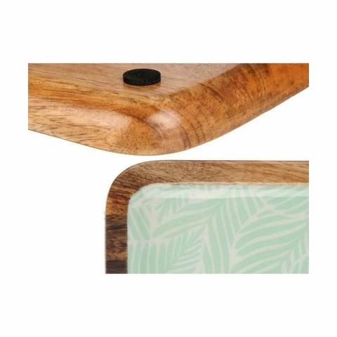 Dekoracja na Stół Gift Decor Biały Brązowy Kolor Zielony Poliester Żywica Drewno mango 25 x 25 cm 25,4 x 2,54 x 25,4 cm Liść roś