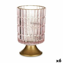 Latarnia LED Różowy Złoty Szkło 10,7 x 18 x 10,7 cm (6 Sztuk)