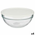 Okrągłe pudełko na lunch z pokrywką Chefs Biały 1,135 L 17,2 x 7,6 x 17,2 cm (4 Sztuk)