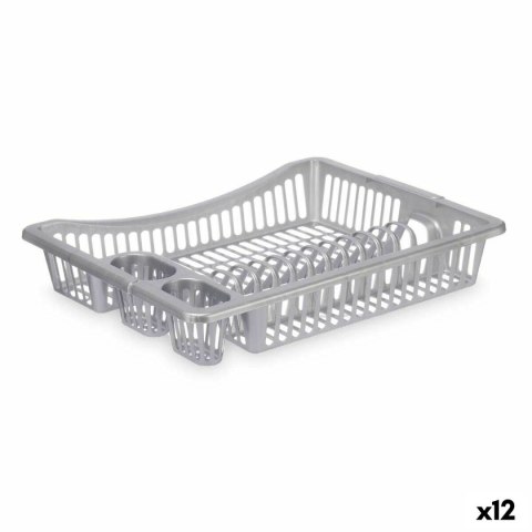 Ociekacz do Naczyń Srebrzysty Plastikowy 46 x 8 x 36 cm (12 Sztuk)