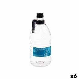 Butelka Z uchwytem Czarny Przezroczysty Plastikowy 2 L 11,5 x 28,7 x 11,5 cm (6 Sztuk)