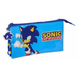 Piórnik Potrójny Sonic Speed 22 x 12 x 3 cm Niebieski