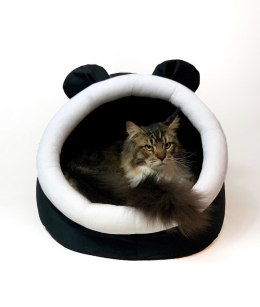 GO GIFT Budka z uszami dla kota - czarno-biały - 40x45x34 cm