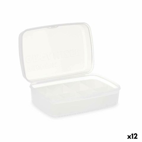 Pudełko z przegródkami Biały Przezroczysty Plastikowy 21,5 x 8,5 x 15 cm (12 Sztuk)