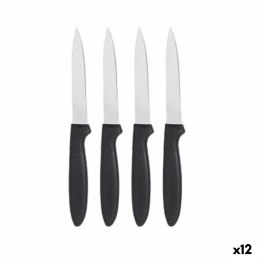 Zestaw noży Czarny Srebrzysty Stal nierdzewna Plastikowy 19,5 x 2 x 1 cm (12 Sztuk)