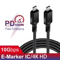 Kabel 2x USB-C 100W 1m wspierajacy PD przesyl danych do 10Gbps MCE491 Czarny