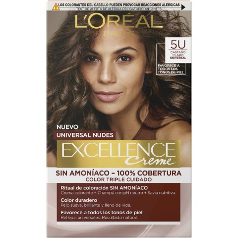 Trwała Koloryzacja L'Oreal Make Up Excellence Jasny Kasztan Nº 5u-Light Brown (5 Sztuk)