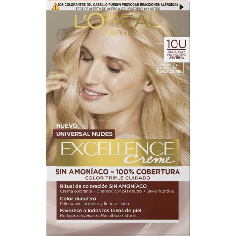 Trwała Koloryzacja L'Oreal Make Up Excellence Jasny Blond Nº 10u-Lightest Blonde (5 Sztuk)