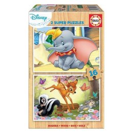 Zestaw 2 Puzzli Disney Dumbo & Bambi Educa 18079 Drewno Dziecięcy 16 Części