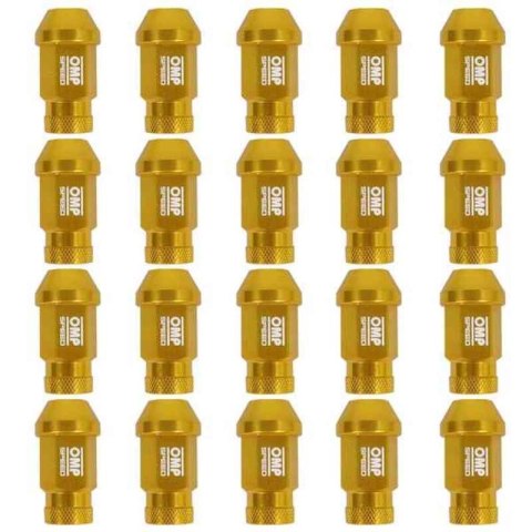 Set Nakrętki OMP 7075 40 mm M14 x 1,50 20 uds Złoto