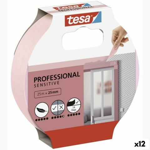 Taśma przylepna TESA Professional Sensitive Malarz Różowy 12 Sztuk 25 mm x 50 m