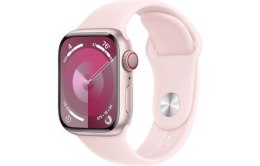 Watch Series 9 GPS + Cellular, 41mm Koperta z aluminium w kolorze różowym z paskiem sportowy w kolorze jasnoróżowym - S/M
