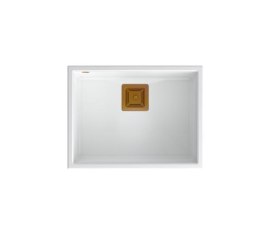 Zlewozmywak granitowy QUADRON DAVID 50 biały podwieszany + syfon save space w kolorze PVD