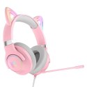 Słuchawki gamingowe X30 kocie uszy różowe (przewodowe)