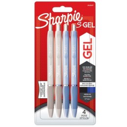 Długopis żelowy Sharpie S-GEL FASHION - blister 4szt. (korpusy białe i szarobłękinte, wkłady: 2xniebieski oraz 2xczarny) M 0,7mm